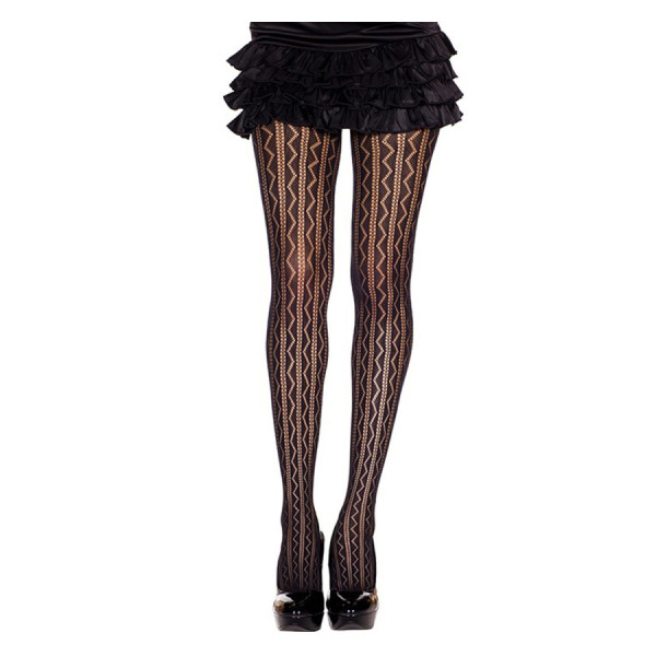 Collant nylon fantaisie noir mi-saison ajouré géométrique 